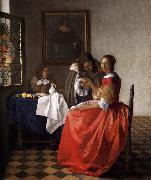VERMEER VAN DELFT, Jan A Lady and Two Gentlemen t Spain oil painting artist